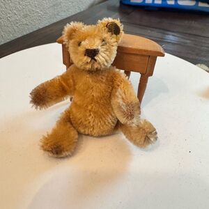 Antique Steiff Mohair Teddy Bear Mini 3" Tall Brown Fur Adorable Miniature